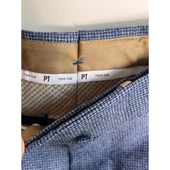 PT Torino Super 100's Fleece Wool Gentleman Fit Trouser Pants Blue Men's Size 54 - Picture 6 of 14